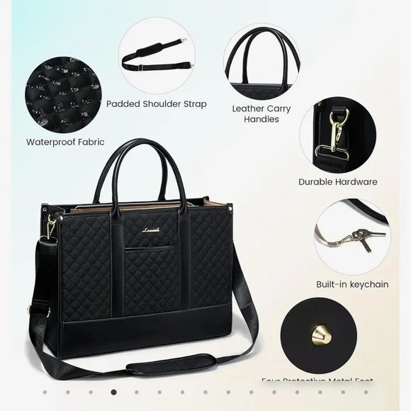 Lovevook Purple Quilted waterproof Laptop Bag with Structured Handles - Picture 15 of 16